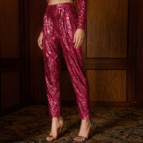 Women's sequin waistless trousers