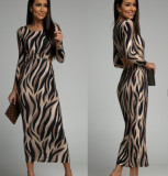 Round neck slim solid color split open back waist dress