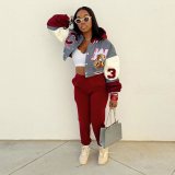 Fashion casual baseball suit hat pocket printing two-piece suit