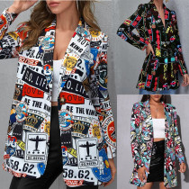 Fashion trend printed women's suit coat