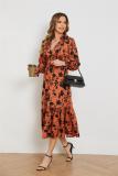 Floral V-neck high waist long dress