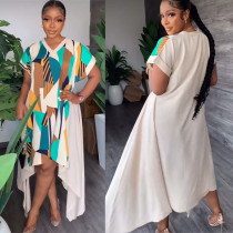 Large print commuter patchwork casual women's dress