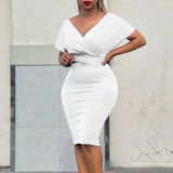 V-neck fashionable sexy buttock elastic dress