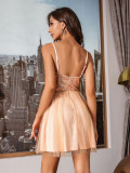 Women's sexy suspender skirt short skirt gauze skirt patchwork dress