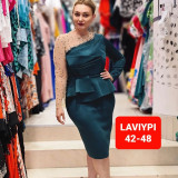 Large women's solid color patchwork beaded commuter dress
