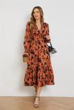 Floral V-neck high waist long dress