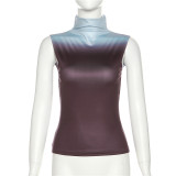 Digital gradient printing street trendy slim casual top