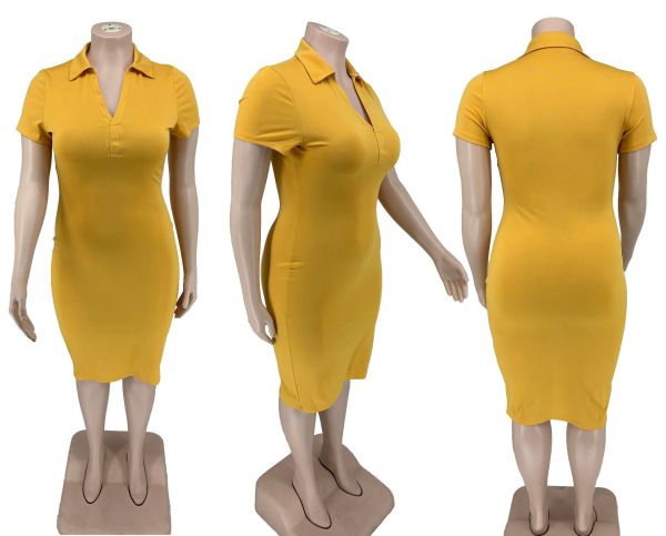 Large dress Solid V-neck Fashion dress