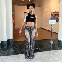 High waist digital print slim speaker yoga casual pants