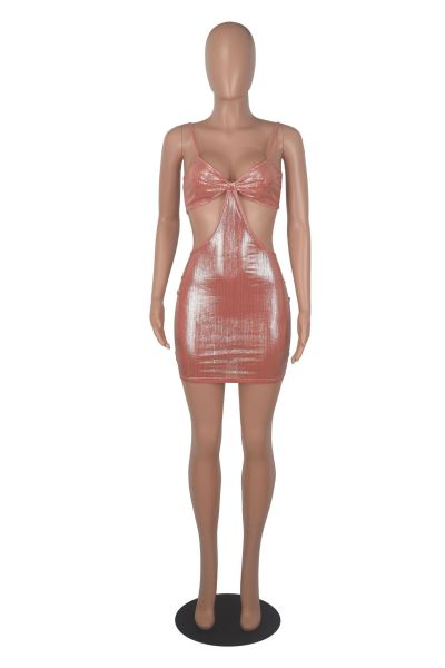 Sleeveless dress, open back, waist, suspender, buttock dress