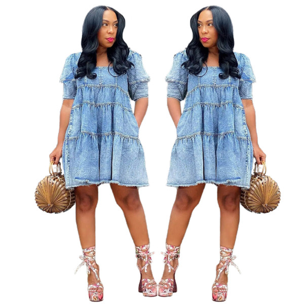 Ruffle dress denim lovely princess skirt