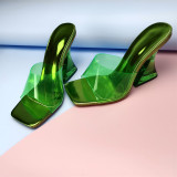 Fashion color crystal heel sandals transparent heel color PVC characteristic sandals