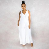Women's plain casual spring and summer lightweight jumpsuit