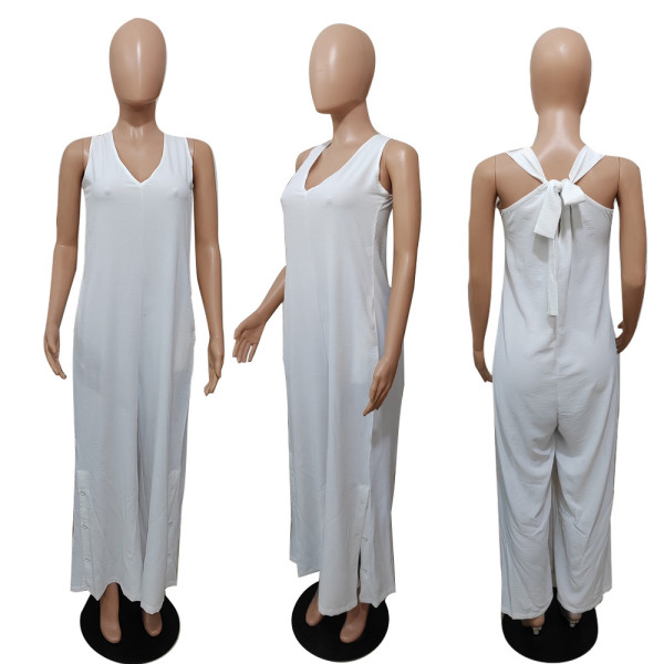 Women's plain casual spring and summer lightweight jumpsuit