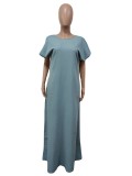 Vintage loose deep V open back dress