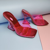Fashion color crystal heel sandals transparent heel color PVC characteristic sandals