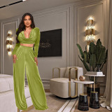Korean velvet nightclub open-back strap V-neck pleat two-piece set
