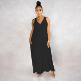 Women's plain casual spring and summer lightweight jumpsuit