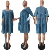 Ruffle dress denim lovely princess skirt