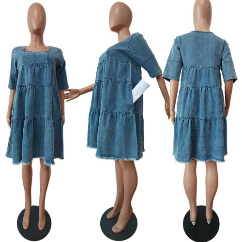 Ruffle dress denim lovely princess skirt