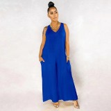 Women's plain casual spring and summer lightweight jumpsuit