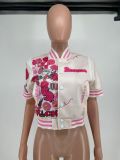 Fashion printed short-sleeve bomber jacket