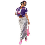 Fashion printed short-sleeve bomber jacket