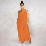 Women's plain casual spring and summer lightweight jumpsuit