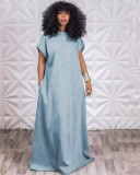 Vintage loose deep V open back dress