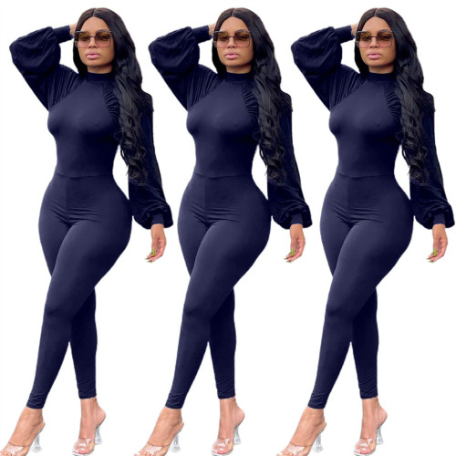 Solid Color Long Sleeve Open Back Sexy Bodysuit