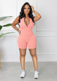 Fashion women's candy multicolor zippered jumpsuit
