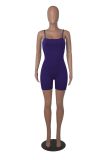 Fashion Solid Color U-Neck Sexy Open Back Slim Slim Slim Slim Jumpsuit