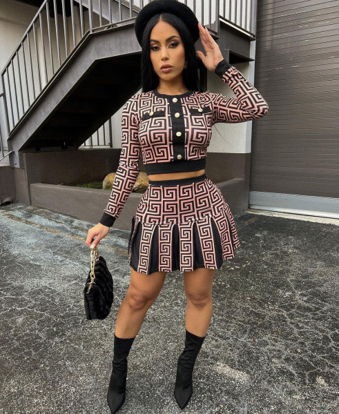 Women's wholesale fashion casual printing two-piece set