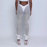 Design Perspective Mesh Panel Contrast V-Neck Irregular Leggings