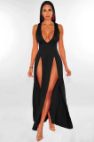Deep V Split Multi Color Dress Bandage Dress Nightclub Dress
