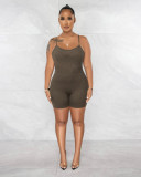 Fashion Solid Color U-Neck Sexy Open Back Slim Slim Slim Slim Jumpsuit