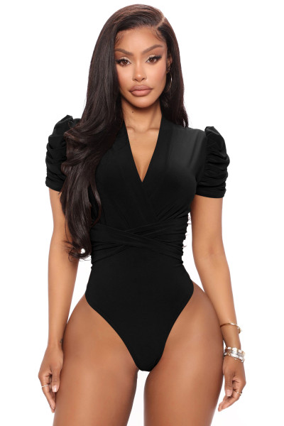 Women's waistband briefs, top, sleeve, folded one-piece pants