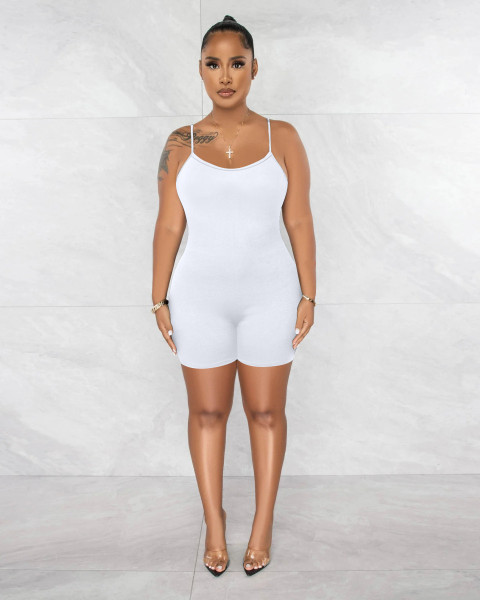 Fashion Solid Color U-Neck Sexy Open Back Slim Slim Slim Slim Jumpsuit
