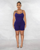 Fashion Solid Color U-Neck Sexy Open Back Slim Slim Slim Slim Jumpsuit