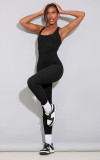 Solid High Waist Tight Sports Yoga Bodysuit