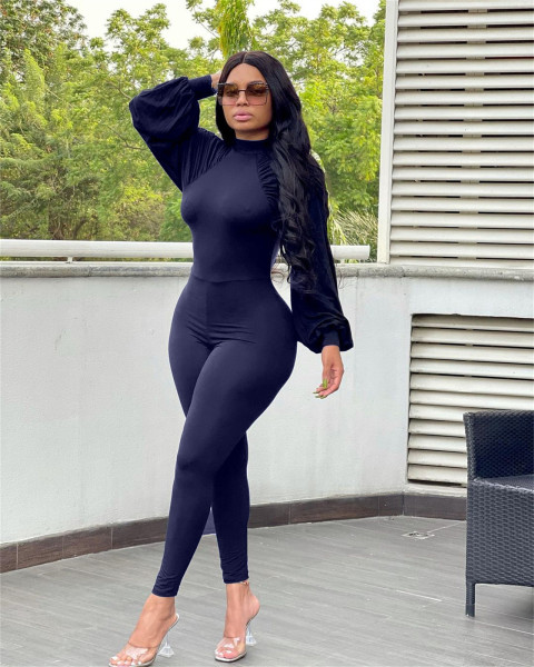 Solid Color Long Sleeve Open Back Sexy Bodysuit
