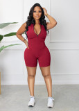 Fashion women's candy multicolor zippered jumpsuit