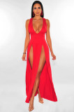 Deep V Split Multi Color Dress Bandage Dress Nightclub Dress