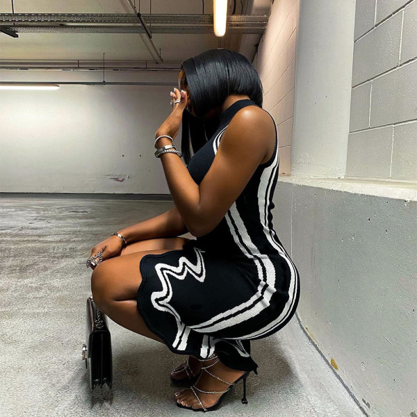 Women's Sexy Slim Fit Contrast Irregular Dress