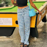 Individualized trend tassel stripe washed jeans