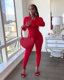 Long sleeve jumpsuit with wool collar and cuffs