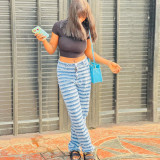 Individualized trend tassel stripe washed jeans