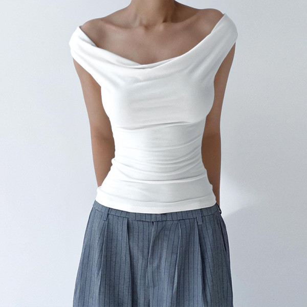 Solid Swing Neck Sleeveless Open Back Lace Up Sexy Tank Top T-shirt