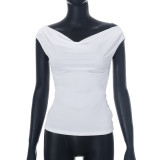 Solid Swing Neck Sleeveless Open Back Lace Up Sexy Tank Top T-shirt