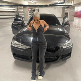 Sexy Open Back Lace Up Zipper Denim Jumpsuit